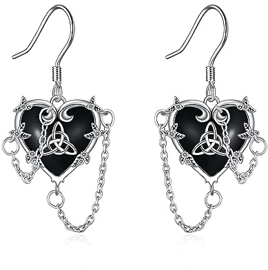 Gotiska örhängen dam silver 925 häxor hjärta örhängen spindelar/blommor/dödskalle örhängen gotiska smycken halloween presenter kvinnor, Sterlingsilver, Inte känd