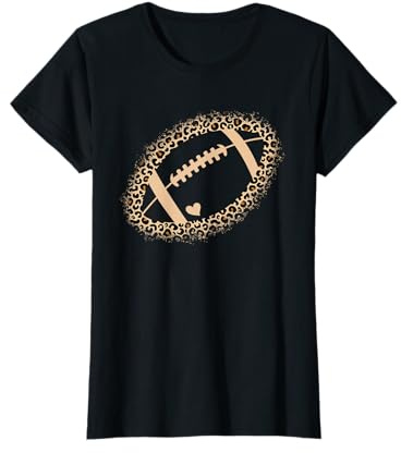 American Football Leopard Women Girls Football Lover T-Shirt