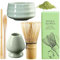 Molbory Matcha, set da tè matcha, set matcha con supporto per frusta in ceramica, ciotola per matcha in ceramica, scope matcha e 2 cucchiai di bambù, set di scope giapponesi per la cerimonia matcha