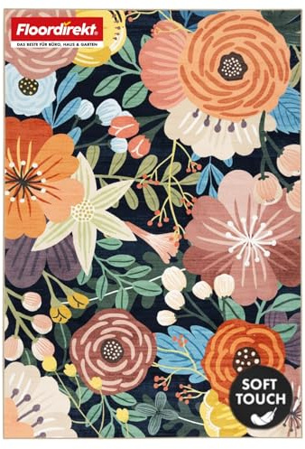 Floordirekt Kurzflor Teppich 160x230 cm – Waschbarer Rutschfester Teppich, Für Wohnzimmer, Kinderzimmer & Flur, Tropica