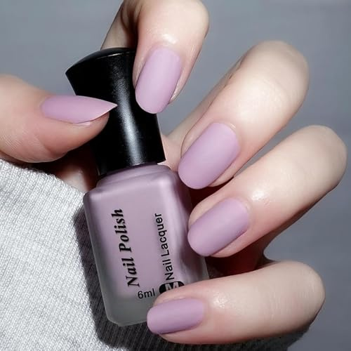 Lila Matte Nagellack, Hochwertig Matt Nagellack Schnelltrocknend Langanhaltender, Hochpigmentierter Samtlack Ungiftige Purple Nail Polish für Frauen DIY Nagelkunst Maniküre (Lila, 6ML)