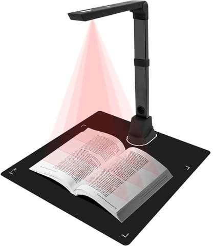Caméra de Documents Portable 12 MP, Scanner de Livres Professionnel, Scanner de Documents A3/A4, Scanner Rapide, Capture de Format, Scanner OCR SCA pour Windows/Linux et macOS.