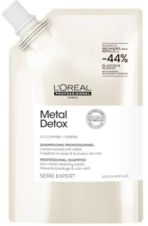 L'ORÉAL Metal Detox Shampoo Refill för Färgat, Skadat och Blekt Hår, 1000 ml