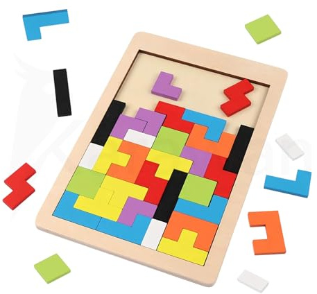 Puzzle de Encastre Tipo Bloques de Madera, Multicolor, 23 Piezas, 18 x 28 cm, Pack x2, Juego Educativo para Niños