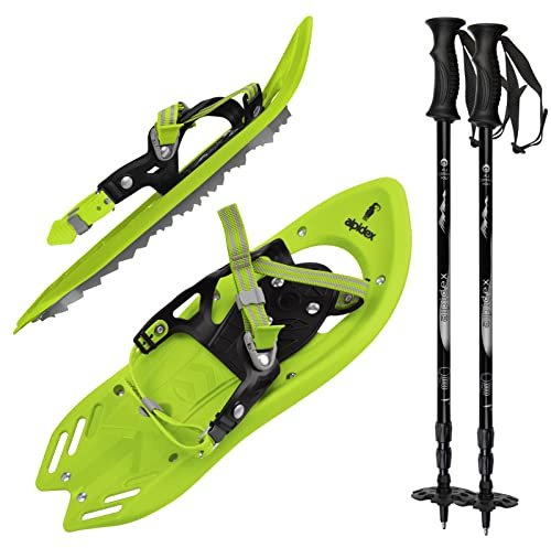 ALPIDEX Schneeschuh Kinder Schuhgröße 26 bis 38 bis 55 kg Optional Teleskopstöcke