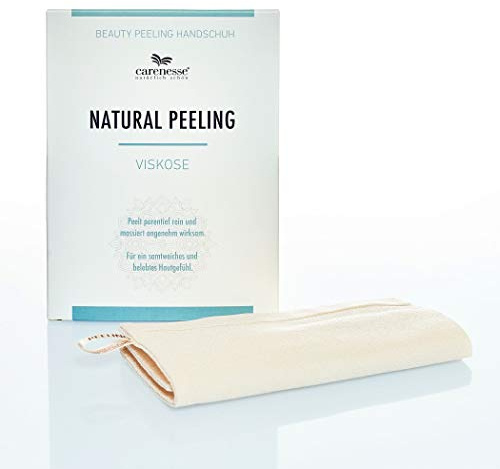 Carenesse Natural Peeling Peelinghandschuh Viskose für reife Haut | Peelen mit pflanzlicher Viskose, für reife & anspruchsvolle Haut, samtweich belebend nur mir Wasser
