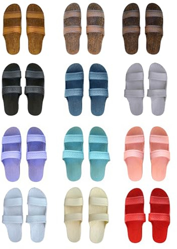 J-Slips Sandals for Women and Men - Comfortable Jesus Jandals for Beach, Summer, and Shower - Waterproof Hawaiian Slides in 12 Colors, Sandalias (Kona, W7)