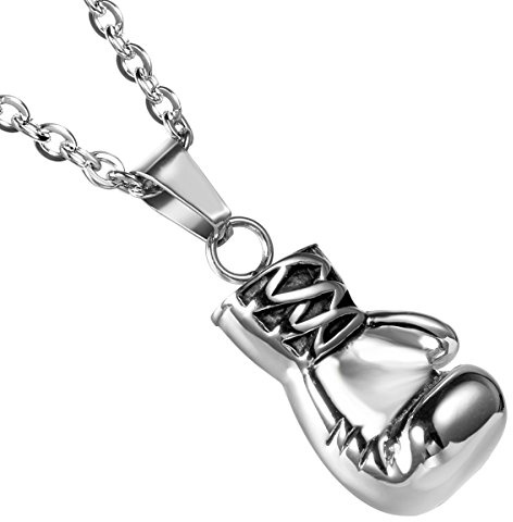 Cupimatch Herren Halskette Boxhandschuh Handschuhe Herz Anhänger Halskette Herren Edelstahl Punk Rock Box Kette Geschenk für Männer Jungen