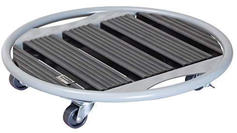 WAGNER Pflanzenroller VENEZIA WPC Ø 38 x 7,5 cm I Blumenroller für Außenbereich + Innenbereich I FSC® Wood Plastic Composite, Metall, anthrazit I Kübelroller I Feststeller I Tragkraft 70 kg- 20707601