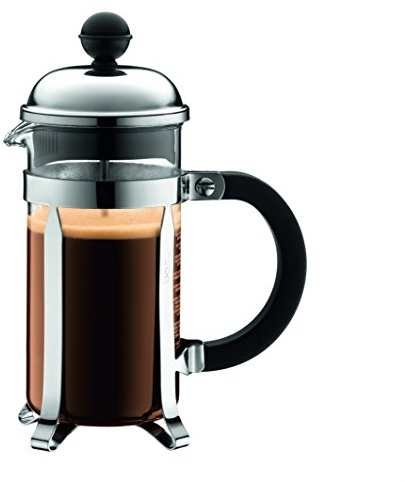 Bodum 12oz Chambord French Press Coffee Maker, High-Heat Borosilicate Glass, Polished Stainless Steel – Made in Portugal