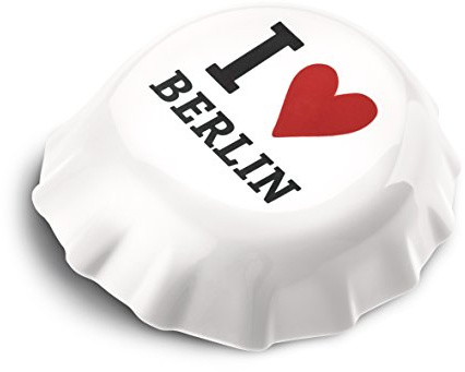 koziol 3775525 Plopp I Love Berlin Flaschenöffner mit Druck, Thermoplastischer Kunststoff, weiß, 8.5 x 7.7 x 2.4 cm