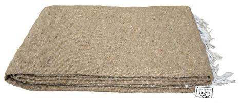 Open Road Goods Handmade Solid Color Yoga Blanket - Thick Mexican Blanket or Throw - Made for Yoga! (Tan Blanket)