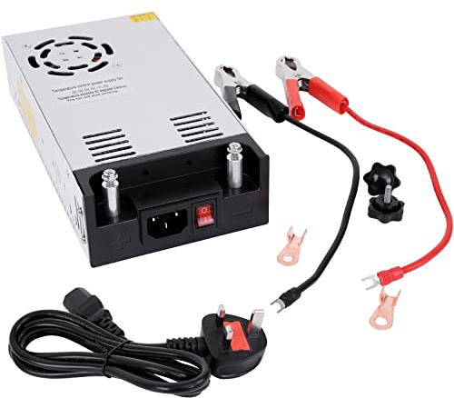 High-Power SMPS 110V/220V AC to 12V DC Converter - 50A 600W Power Supply - Adjustable Switch Transformer for LED Strip, LCD Monitor CCTV, Radio/Car Stereos, 3D Printer - includes 2 Clamp Wires