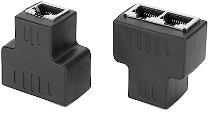 Jectse Lot de 2 Adaptateurs de Câble Ethernet, 1 vers 2 RJ45 Femelle LAN Ethernet Splitter Câble Adaptateur, Coupleur RJ45 Haute Vitesse Ethernet Extender Plug & Play pour