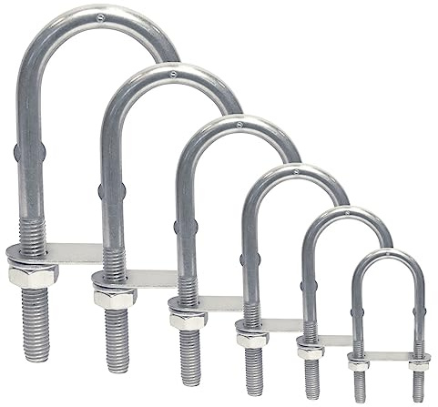 Edelstahl U-Bolzen V2A Gegenplatte Mutter Rohrbügel Augbolzen M4 M5 M6 M8 M10 M12 (M12 x 150 mm)