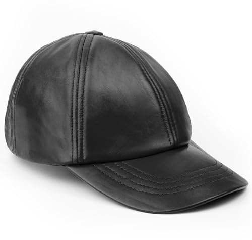Cappello in pelle Royal Phoenix® in vero nappa - Design senza tempo - Elegante cappellino da baseball con lavorazione di prima qualità - Perfetto per ogni occasione, Nero , Taglia unica