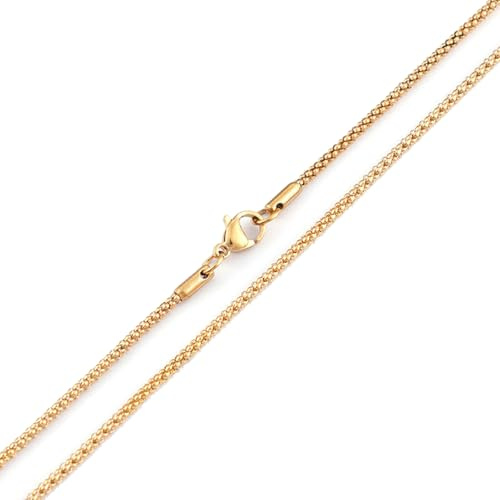 Calefee 46 cm popcorn kedjehalsband, halsband för män i rostfritt stål kedja 2 mm bredd punk kedja halsband för män