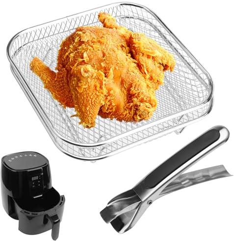 2 rejillas para freidora de aire caliente, 20 x 20 cm, accesorios para freidora de aire caliente, cesta apilable para freidora de aire caliente, cesta para freidora de aire caliente, rejilla para