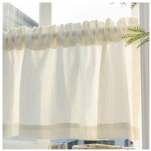 Purzen Tende da caffè Tende Corte per Cucina - Stile Bistrot in Voile Elegante, Finestre a Mezza Altezza, Tessuto Leggero e Pratico,1.5m Width x 0.45m Height