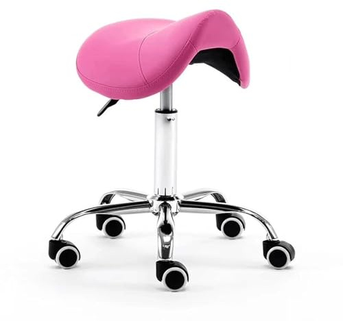 JAVPTAV Rollbarer Sattelhocker mit Rädern, Ledersattelhocker, Rollstuhl, bequem, 48,3–58,4 cm hoch, for Klinik, Zahnarzt, Spa, Massagesalon, Studio
