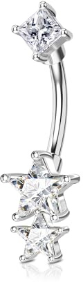 Agrewd Minimalist Rook Piercing Jewellery Star Silver Eyebrow Piercing Jewelry 16G 316l Stainless Steel Tragus Curved Barbell Rook Eyebrow Bar for Women 6mm