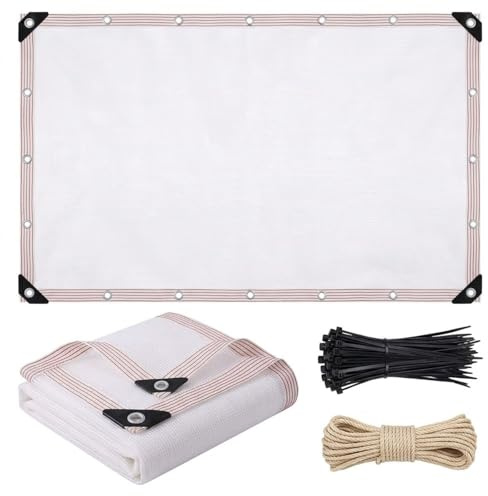 Filet d’Ombrage Blanc 50% avec Œillets Tous Les 50cm, Filet Anti Oiseaux, Toile d’Ombrage HDPE Respirante pour Jardin, Plantes, Serre, Potager, Poulailler, Niche, Patio(3x5m)