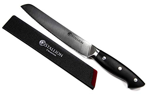 Stallion Professional Messer Brotmesser 20 cm- Klinge aus deutschem 1.4116 Messerstahl und Griff aus G10 GFK