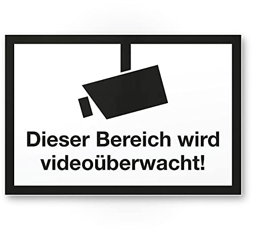 Komma Security Bereich wird videoüberwacht Schild Hinweisschild Innen Außen Warnhinweis Videoüberwachung Einbruchschutz Hinweis Prävention von Einbrüchen - Abschreckung