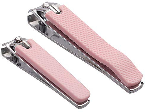 Rocutus 2pcs/Set Nail Clippers Set Portable Nail Scissors Toenail Clippers Nail Clippers,Adult Pedicure Nail Clippers,Fingernail Clippers Household Foot Manicure Scissors Manicure Tools (Pink)