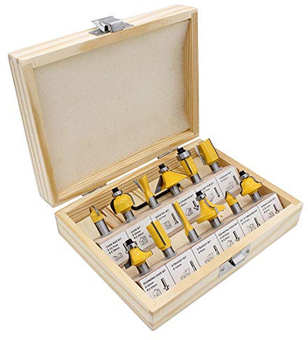 DingGreat 12 Pezzi Set Frese per Legno, Set di Punte per Fresa in Carburo di Tungsteno, con diametro del codolo da 8 mm