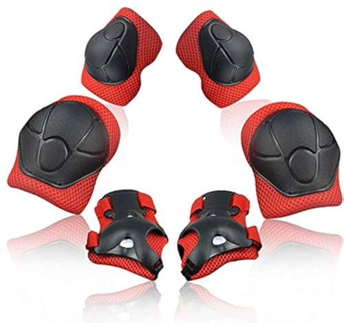 Heatigo Kinder Knieschoner,6 Stück Kinde Schützerm Set, Schutzausrüstung Kinder Knieschoner Ellenbogenschützer Handgelenkschoner Protektorenset für Skateboard Roller Skaten Fahren Outdoor Sport