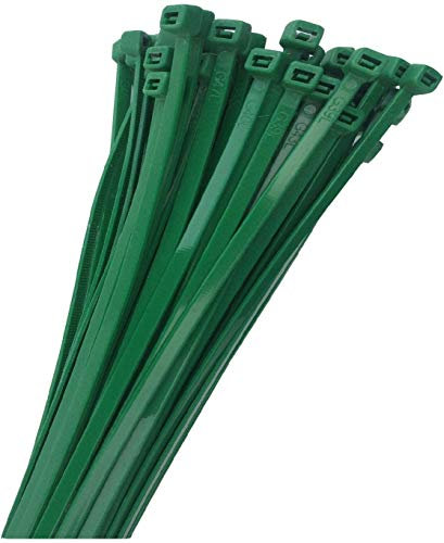 KnnX Colliers de serrage (Serre‑câbles) - Plastique, Vert, Taille petite 2,5 mm x 100 mm, Lot de 50, Résistance 8,2 kg