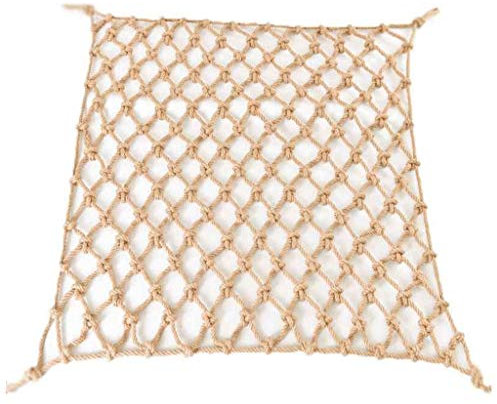 bandezid Hemp Rope Decorations Nets,Rope Jute Weaving Net Non-Slip Hemp Net Plant Climbing Decorative Netting,decorative fences Diameter 4mm,Mesh 10cm-Hemp rope 2x2m(6.6x6.6ft)