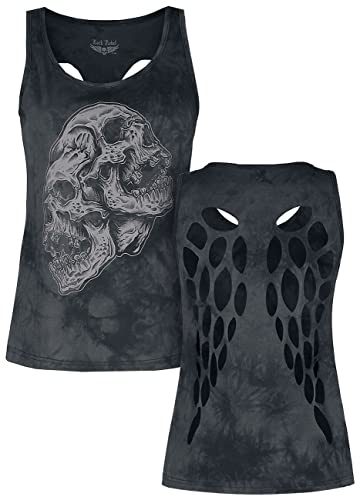 Rock Rebel by EMP Mujer Top Negro con Estampado Frontal y Recortes en la Espalda S