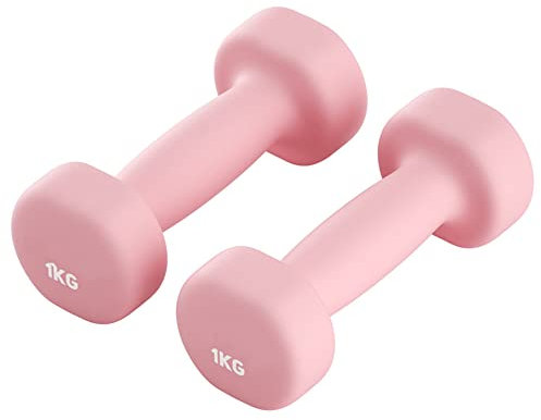 LTLCLZ 2Stück Fitness Hanteln Männer Frauen Bodybuilding Abs Muskeltraining Übungsgewichte Hexagonal Gusseisen Hantel Home Gym Equipment,Pink 1kg