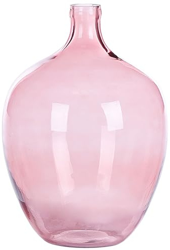Runde Blumenvase aus gefärbtem Glas handgefertigt rosa 39 cm Roti