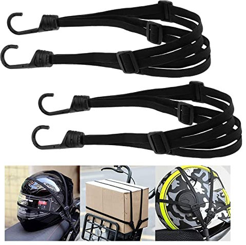 Romon Tendeurs Elastique avec Crochets, 2 Pièces Étendeur Sangle Bagage Réglables, Sangle Élastique avec 4 Boucles Coulissantes pour Moto Fixation de Casque Bagages Sac en Bandoulière