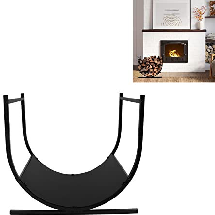 HENGMEI Étagère à bois de cheminée en métal en forme de U - Support empilable pour ustensiles de cheminée - 44,5 x 37,5 x 40 cm