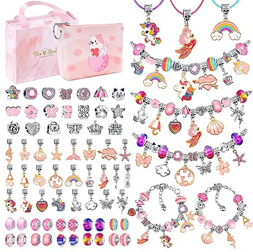 WEVOL Gör-det-själv-smyckesset, med armband och hängen, present för flickor från 5 till 13 år, pysselset för barn, födelsedagspresent och julklapp för flickor