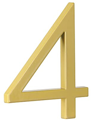 HASWARE Numero civico flottante 5 (12 cm) per esterno – Segnaletica moderna in lega di zinco per giardino, via e cassetta postale (4, Oro)