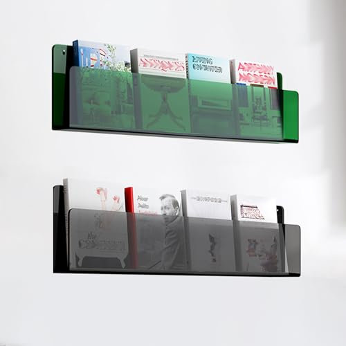 Zeitungsständer Zeitschriftenhalter aus Acryl Blau Orange Grün Schwarz Klar, 2er-Pack Wand-Broschürenständer Bücherregal für Büro/ Kaffeehaus/ Warteraum/ Display für Zuhause, Ordner-Organisator ( Colo