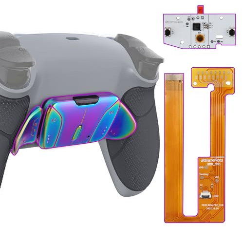 eXtremeRate Programmierbar RISE4 Remap Kit für ps5 Controller BDM-030/040,Real Metal Buttons(RMB) Remap Board&Rückplate Gehäuse/Case&Meall Back Paddles Rücktasten für ps5-Grau&Aura Blau Lila