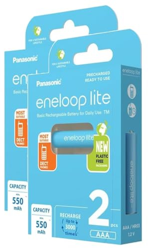 Eneloop Micro Rechargeable Batteries 550mAh AAA Ni-MH DECT Pack of 2