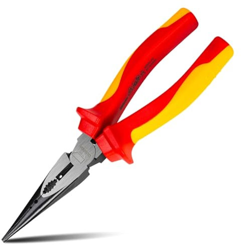 Isolierte Spitzzange, 150 mm, 1000 V, für Elektrofahrzeuge, HRC58 bis 62, zweifarbiger rutschfester Griff