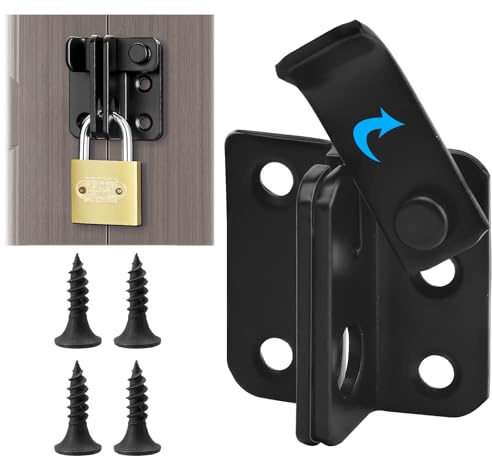 ZMDMAH Verrou de Porte Fermant à Clé, 45 x 20 mm Loquet Coulissant Noir en Acier Inoxydable, Épaisseur 3 mm avec Trou de Serrure 10 mm et 4 Vis, Ouverture à Droite pour Porte, Fenêtre, Armoire et Port
