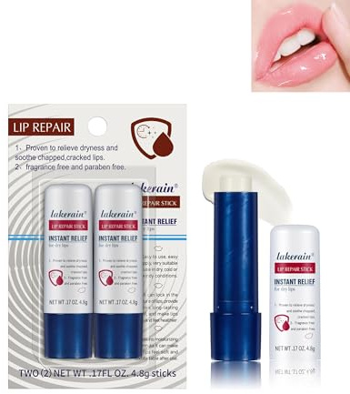 Lip Repair Lippenbalsam, 2 Feuchtigkeitsspendende Lippenpflegestift | Ohne Duftstoffe für Tag & Nacht Lippenpflege, Soothes Lip Care Balm Set für die Reparatur trockener, 4.8g*2pcs