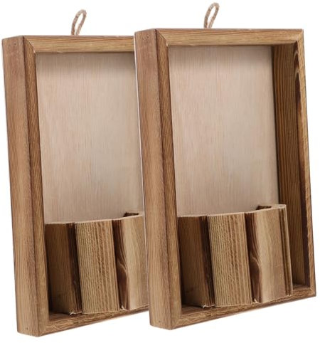 QUMIIRITY 2stücke Wandvase Aus Holz Für Trockenblumen Rustikale Wanddekoration Im Landhausstil Praktischer Blumentopf Für Wohnräume Vintage Wandhalterung Für Kreative Arrangements