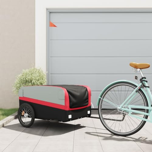 Somanki Fahrradanhänger Schwarz und Rot 45 kg Eisen, Fahrrad Anhänger, Lastenanhänger, Handwagen, Fahrrad-lastenanhänger, Lastenfahrrad - 94048