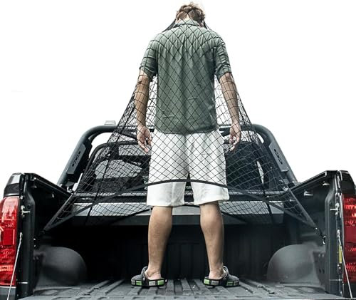 TOOSOAR Rete Bagagliaio Auto, Rete Portaoggetti Auto, Accessori Camion, Rete Portabagagli per Auto Altamente Elastica, per Rimorchi di Pick-Up SUV, Estensibile Fino a 2,2-2,4 M