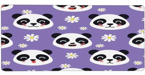 Mexpekil Mauspad mit niedlichem Tier, Panda, Gänseblümchen, großes Gaming-Mauspad, 90 x 40 cm, rutschfest, wasserdicht, Tastatur-Pads, Schreibtischunterlagen für Zuhause und Büro